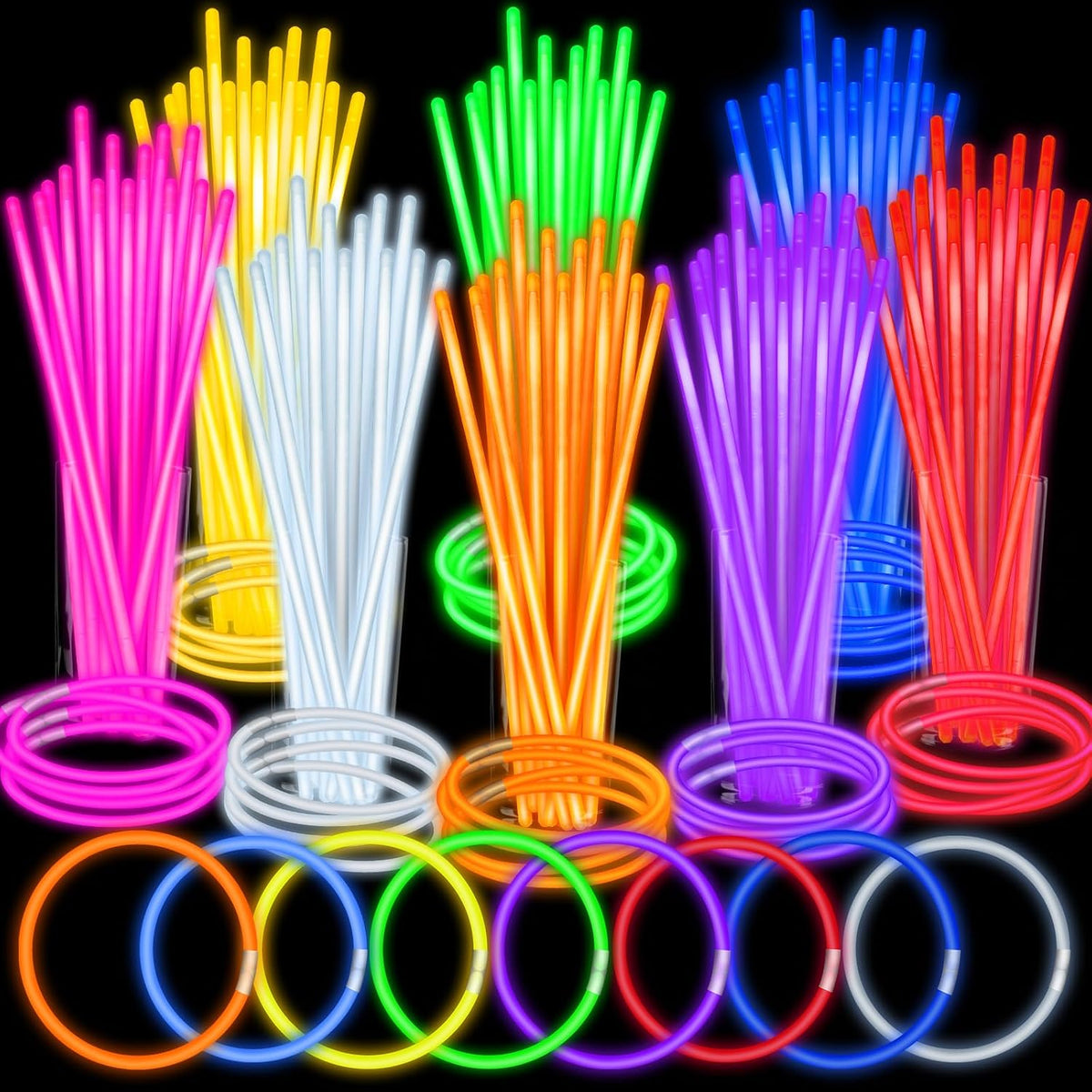 SpringFlower 100 PCS Glow Sticks Bulk Party Favors - 300 Pack