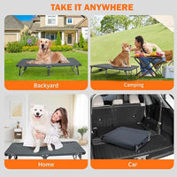 Dog Elevated Bed Foldable Portable Raised Bed Camping cot Outdoor Summer Dog Bed (Medium, Grey-Textilene)