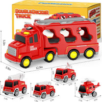 FunMission Toddlers Fire Truck for Kids 3-9 Year Old，5 in 1 Friction - 5 FIRE CARS - image 2