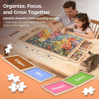 ALL4JIG 1500 Piece Rotating Puzzle Board with 4 Drawer - Natural Wood-4 Drawers / Extra Small-1000pcs - image 3
