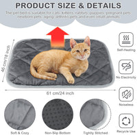 2 Pack Self Warming Cat Bed Thermal Pet Mat - 18 x 24 Inches / Gray - image 2