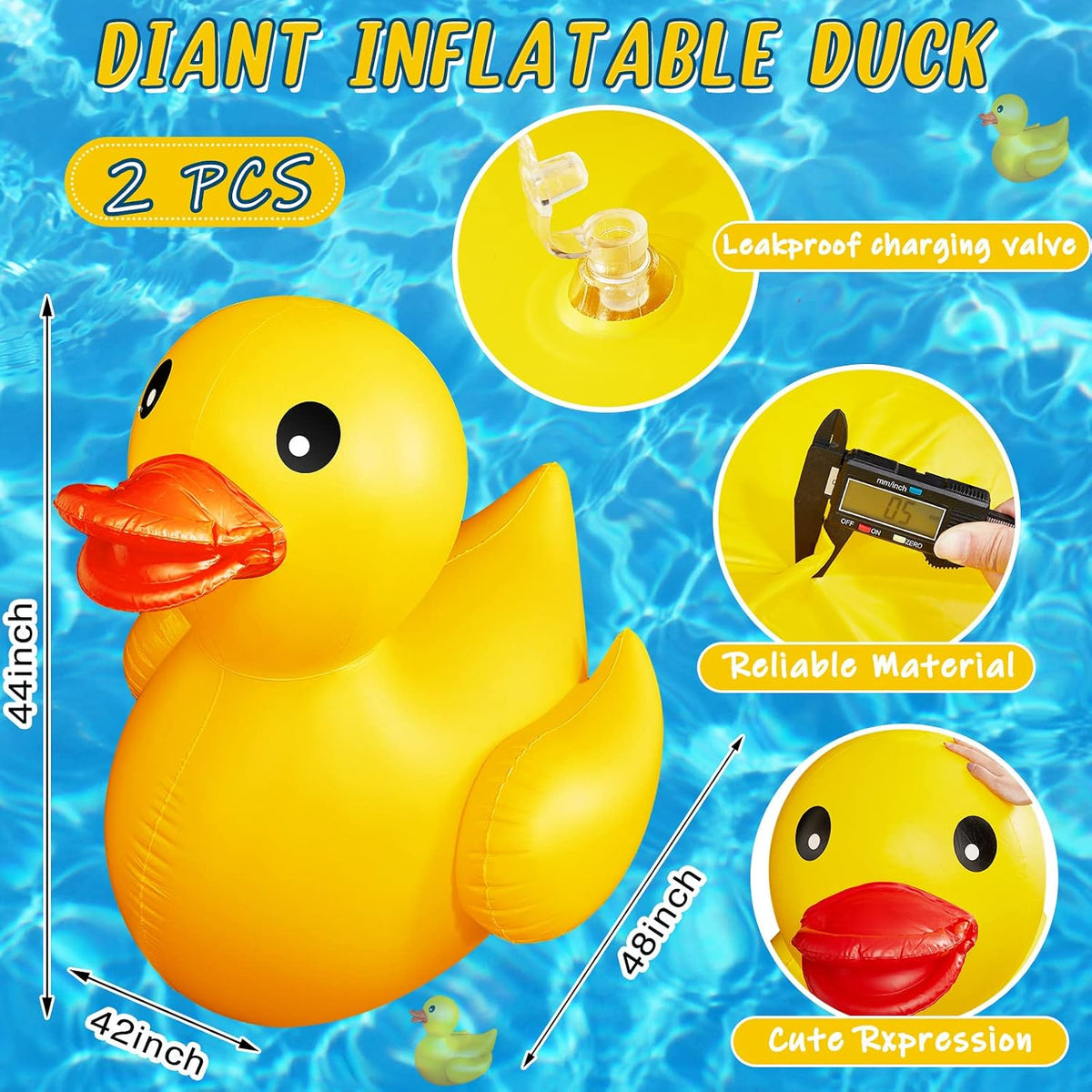 Hungdao 1 Pack 4 Feet Giant Inflatable Duck Pool Float - Yellow / 2 - image 2