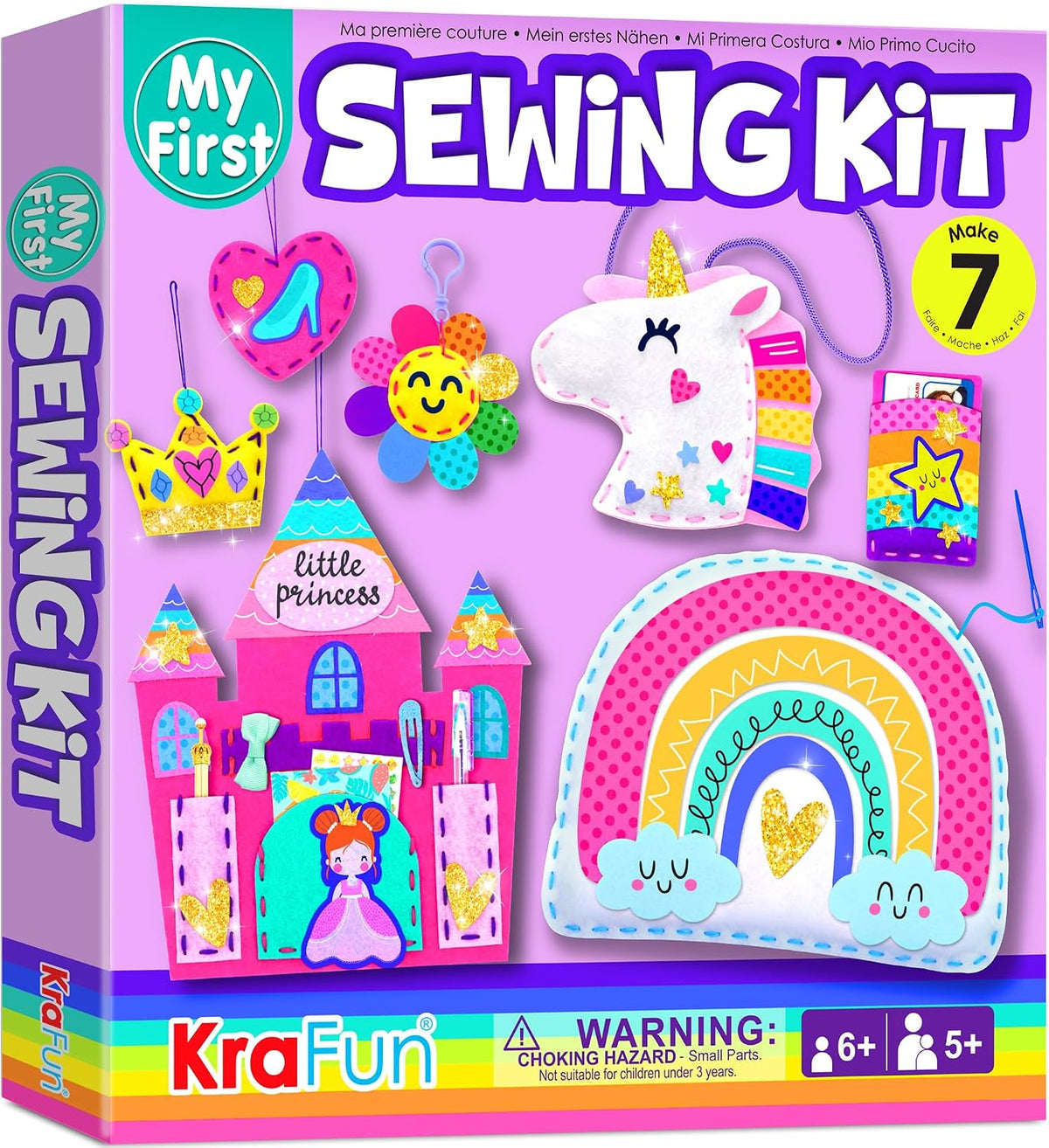 KRAFUN Mermaid Sea Animals Sewing Kit for Kids Age 6+ - Rainbow
