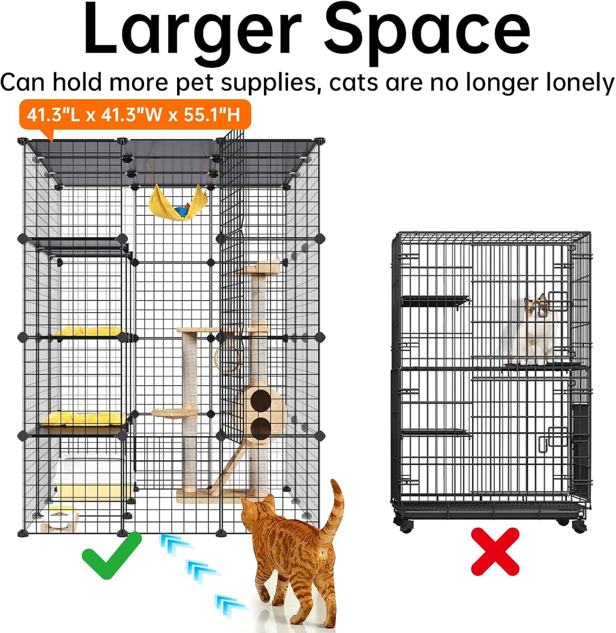 Extra Large Cat Cage, 4-Tier Catio - 41.3"L x 41.3"W x 41.3"H - image 3