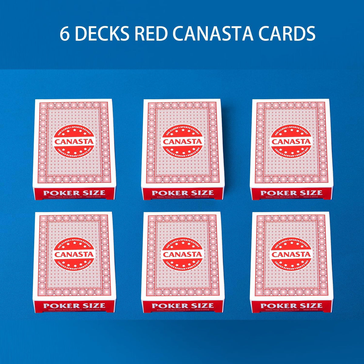 GSE canasta cards, 6-deck blue set with printed point values - view 10