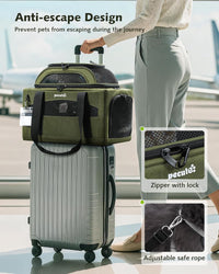 Pecute Expandable Airline Approved Pet Carrier for Cats & Dogs - Olive Green / Top & Side Expandable - image 4