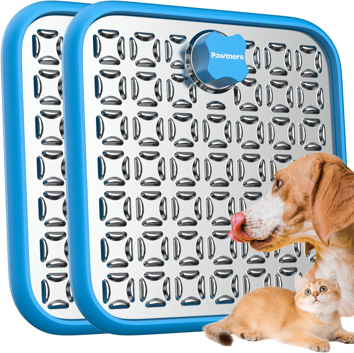 Stainless Steel Large Lick Mat for Dogs - blue / 2pack