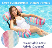Inflatable Pool Floats Chair - Green & Rainbow - image 3