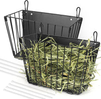 X Large Rabbit Hay Feeder Guinea Pig Hay Feeder Metal Frame Bunny Hay - 2-Pack Black