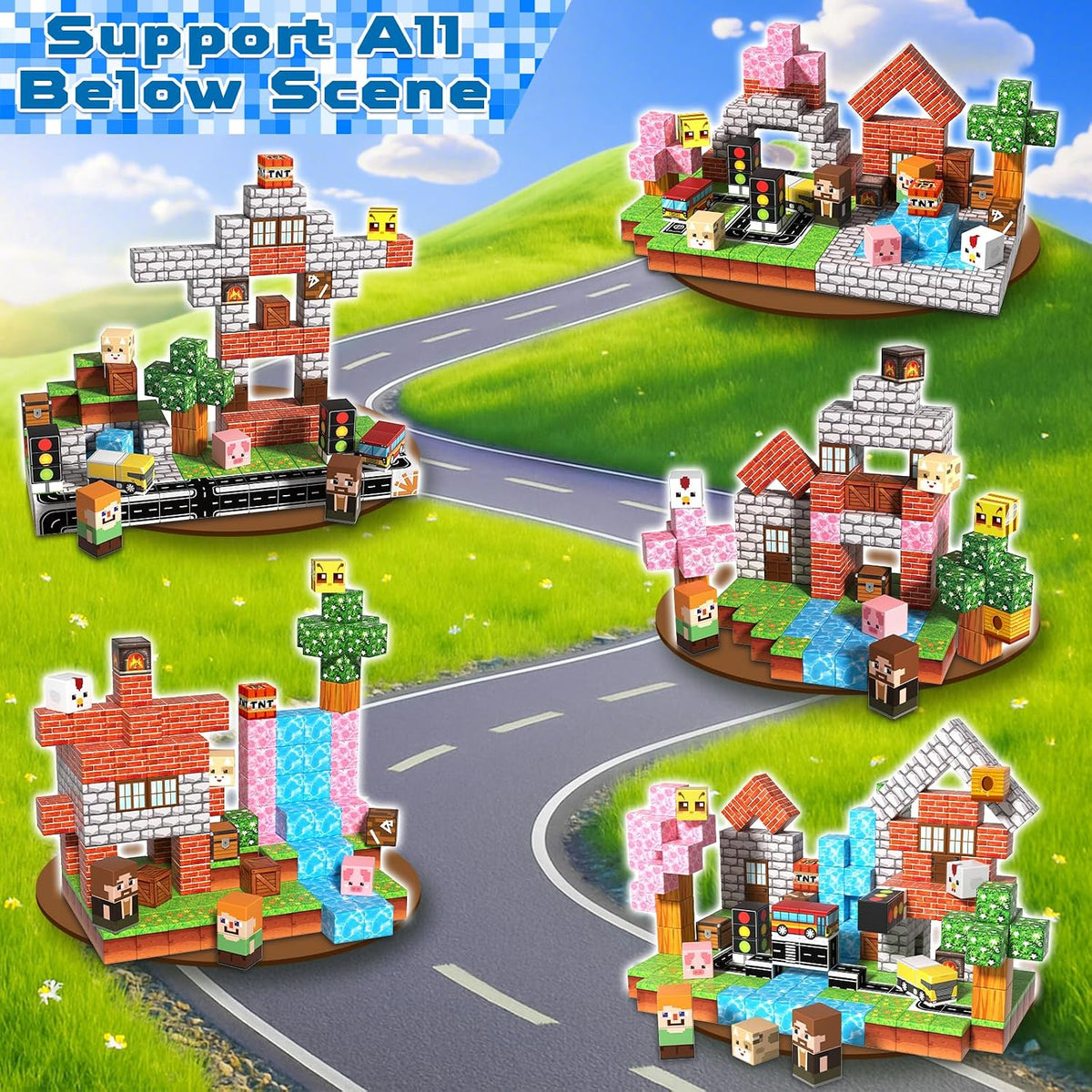 200 pcs Magnetic Blocks, Building Toys Gifts for Kids Age 3+ - Forest - 200 pcs - image 3