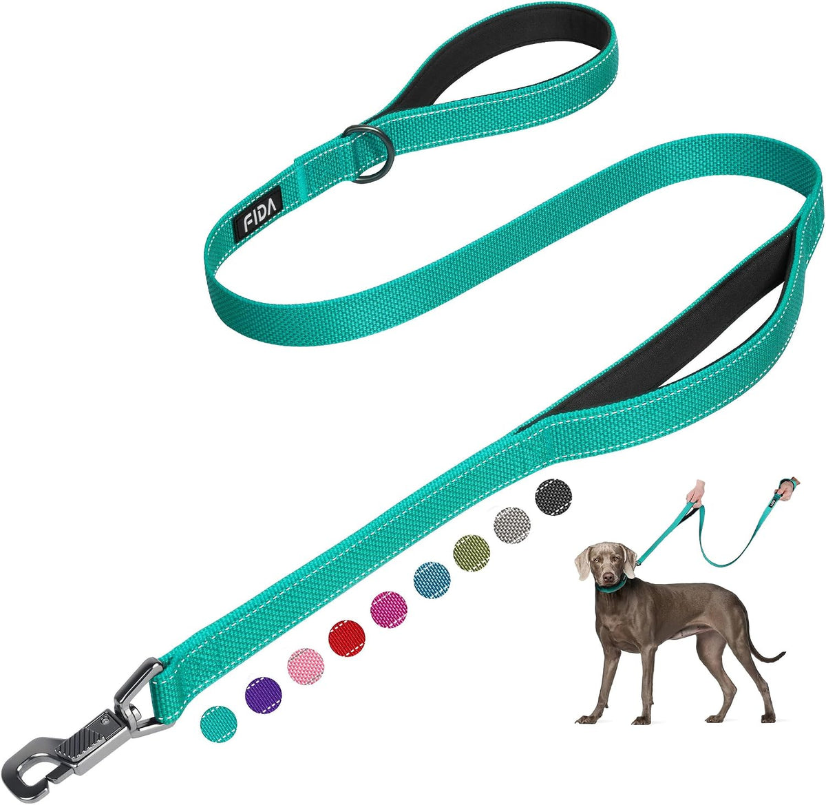 Fida Heavy Duty Dog Leash for Medium Large Dogs - 5 Feet (Pack of 1) / Teal