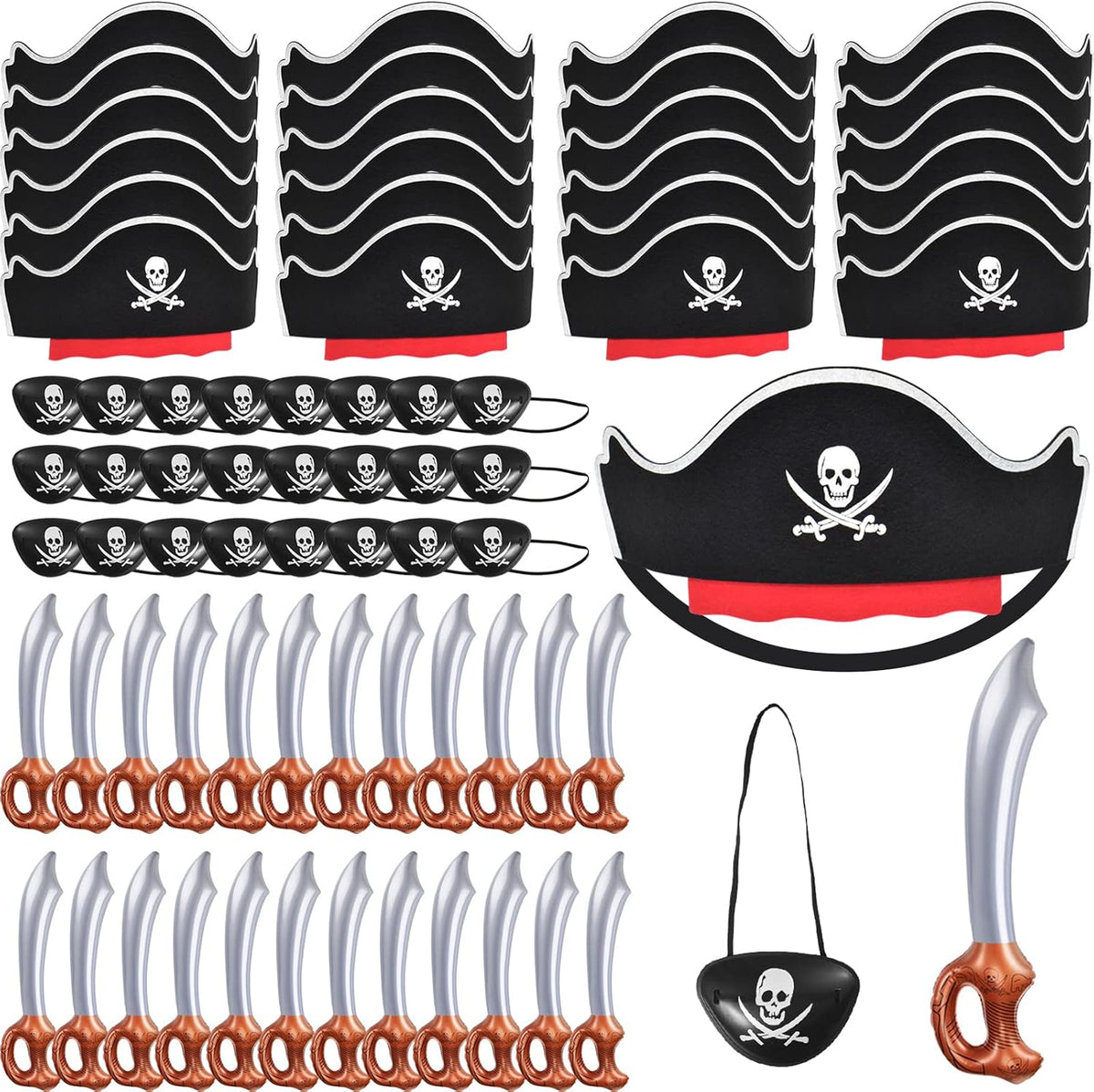 ZeeDix 9 Pcs Pirate Accessories for Kids - 72pcs Pirate Sets