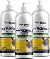 Liquid Health Pets Wild Caught Omega 3 Fish Oil for Cats - Liquid Omega 3 Supplement for Cats with EPA+DPA+DHA - Reduce Itching, Support Joint, Immunity, Brain, Heart Health - Made in the USA (3 Pack)
