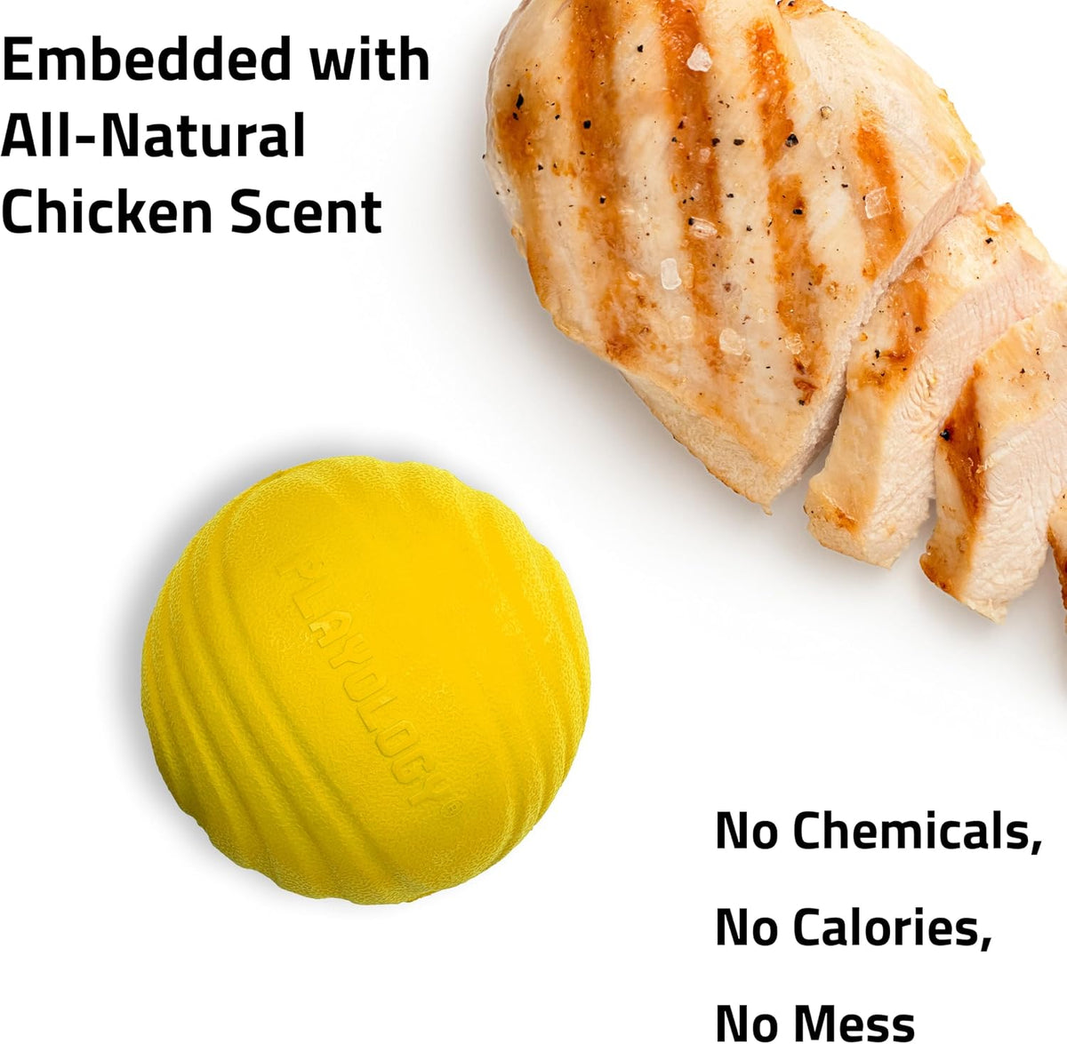 Playology Durable Large Dual Layer Dog Ball, Peanut Butter Scent - Medium / Chicken - image 4