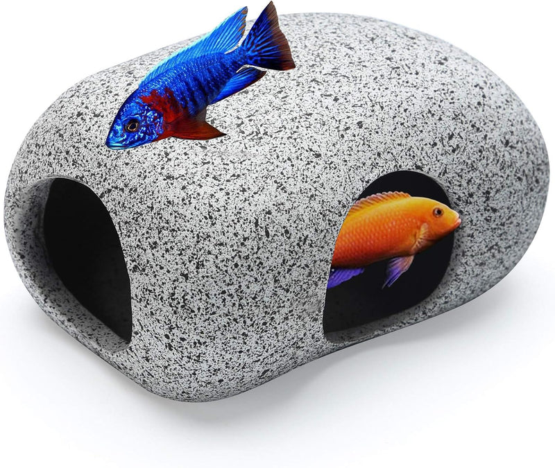 2PCS Aquarium Hideaway Rocks for Aquatic Pets to Breed - 3.7"x2.7"x2"(1pc)