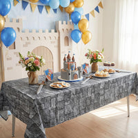 NatNarr 3 Pack Wood Grain Plastic Tablecloths - Stone Wall - image 3
