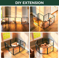 FXW AuraSpace Pro Acrylic & Wire Mesh Indoor Dog Playpen, 24" H - Black / 24"H / 4 Acrylic Panels + 3 Wire Panels + 1 Wire Gate - image 4