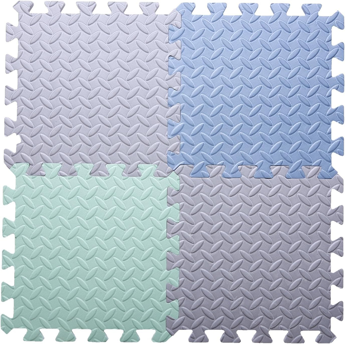 16 Tiles Foam Play Mat, Soft & Safe EVA Foam Mats for Floor - Gray/Bean Green/Gray Blue - image 4