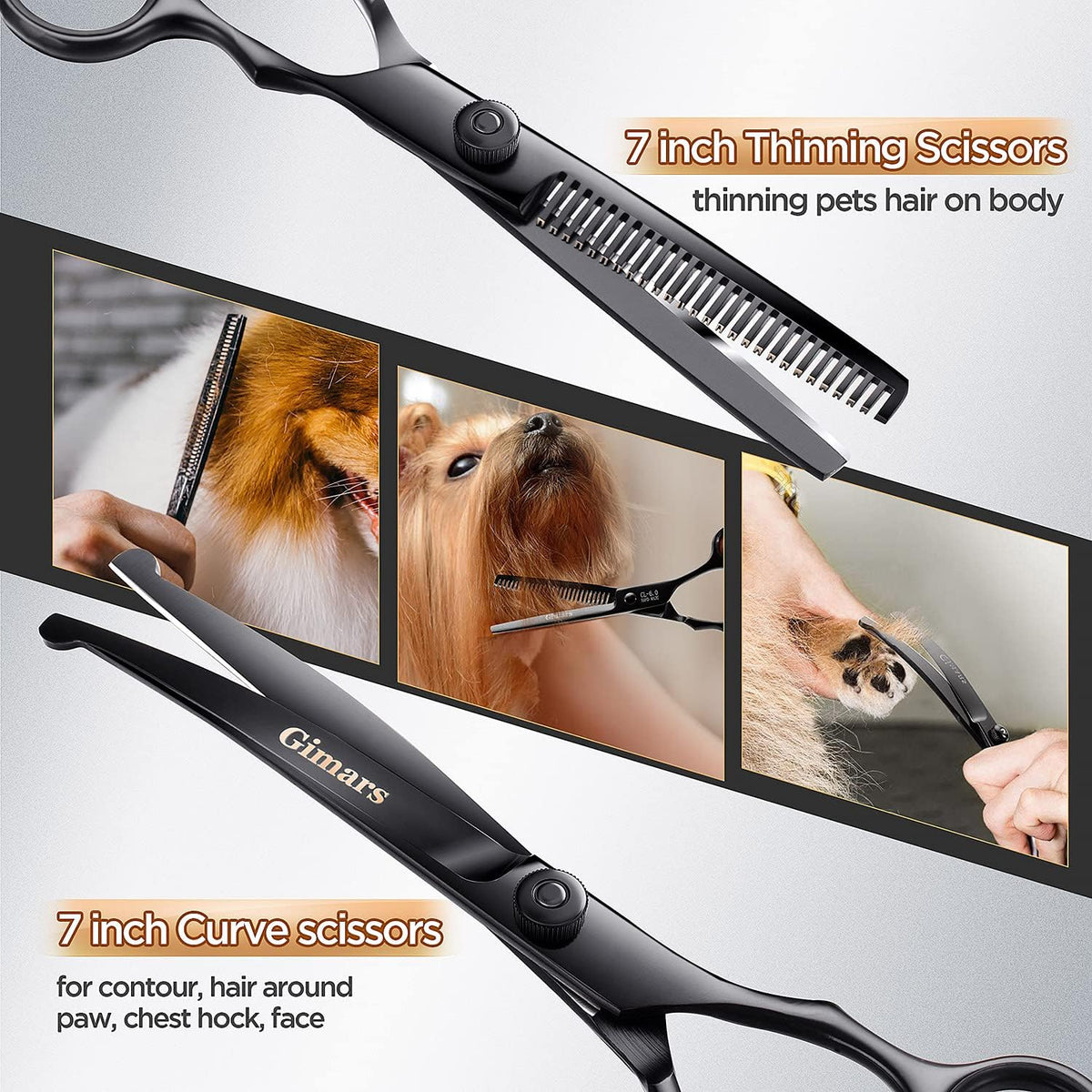 Gimars Titanium Coated Professional 6 in 1 4CR Stainless Steel Dog - 7inch Round Tip 6 in 1 Professional - image 4