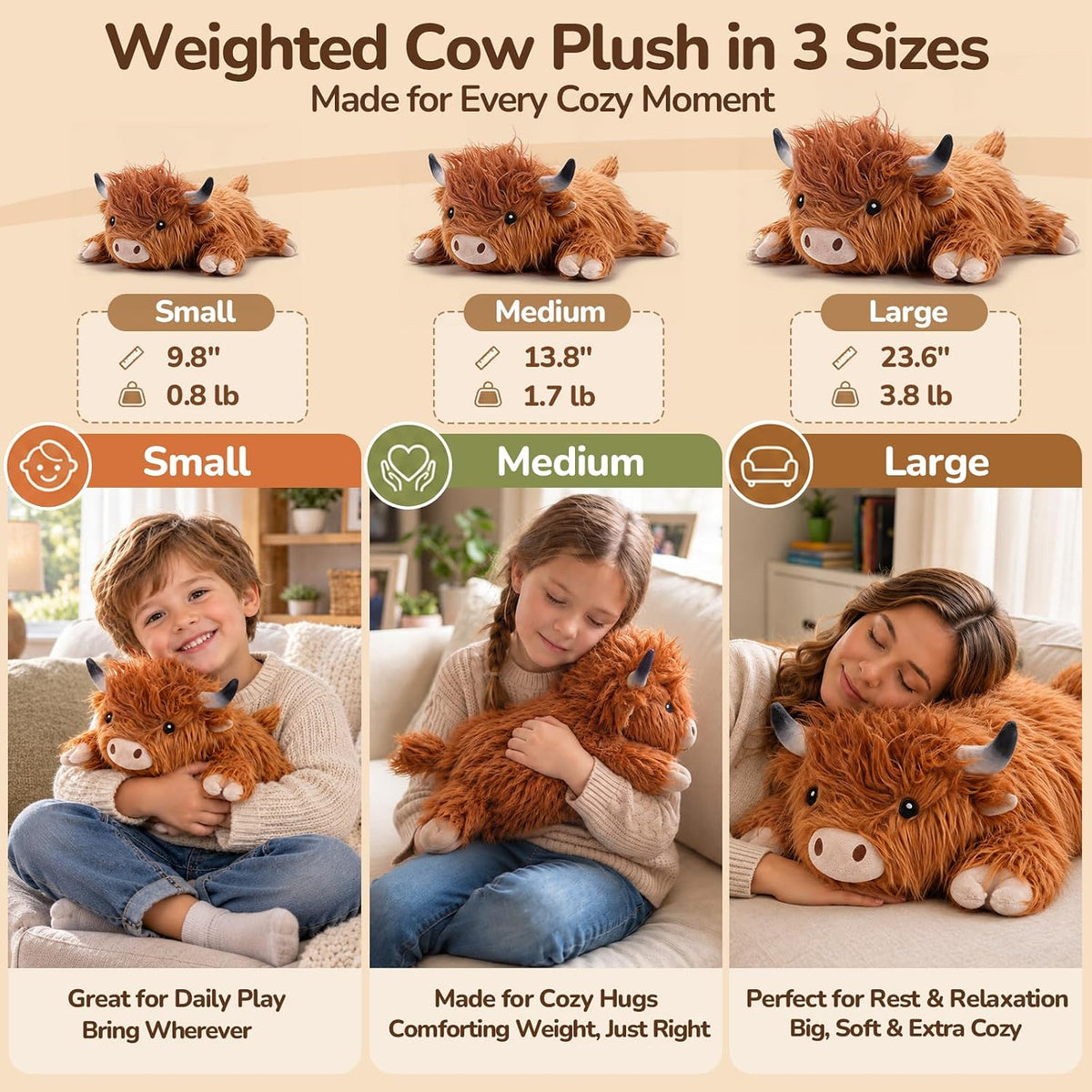 SQEQE Weighted Stuffed Animals Capybara Plush - Scotch Cow / Medium(13.8 Inch) - image 2