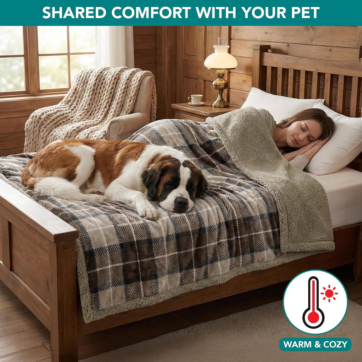 PetAmi Waterproof Dog Blanket for Medium Large Dog Pet, 60x40 - Large 60 X 40 Inches / Plaid Taupe - image 4