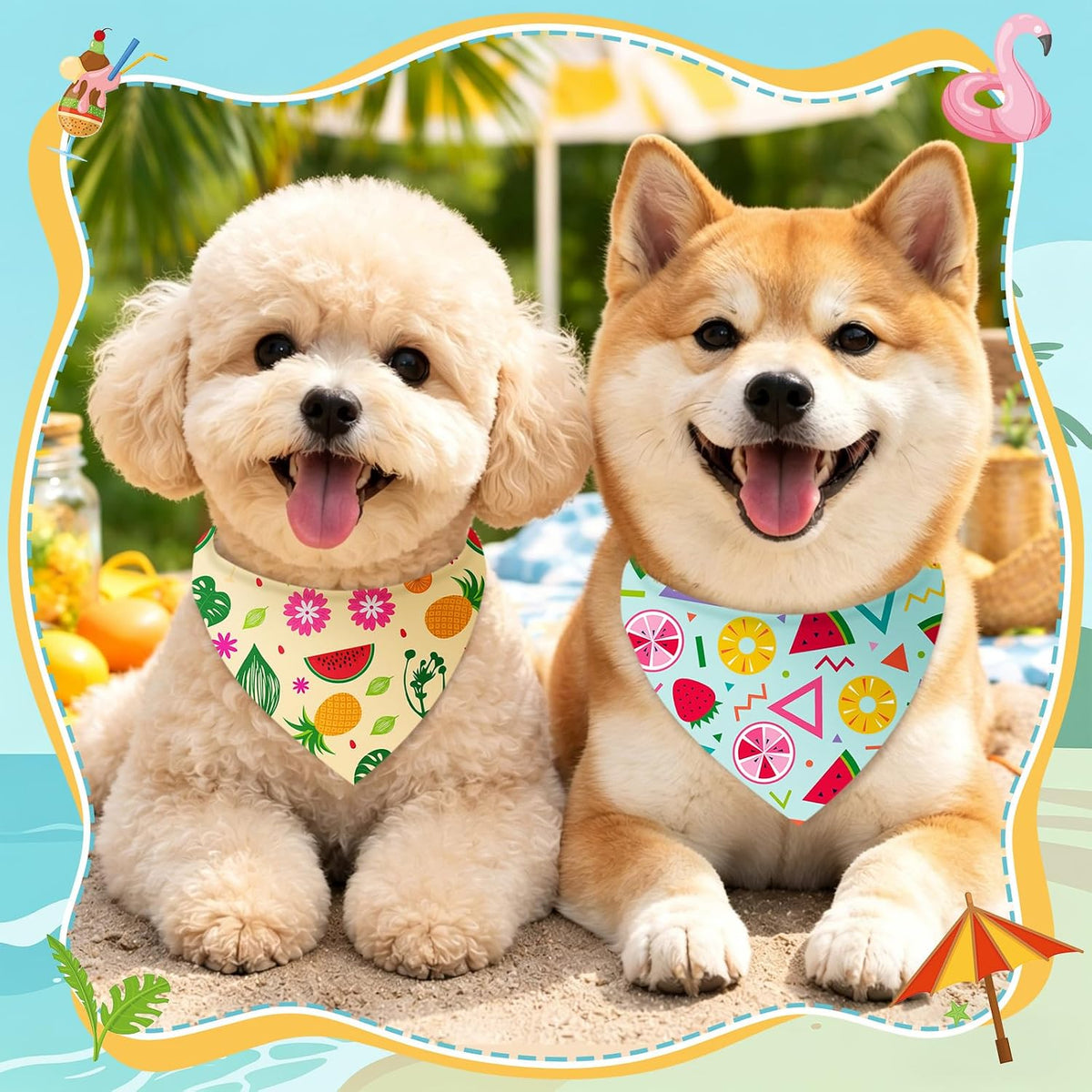 Preboun 100 Pcs Fall Paw Print Dog Bandanas Bulk - Summer / 19.7 x 13.8 x 13.8 Inch - image 4