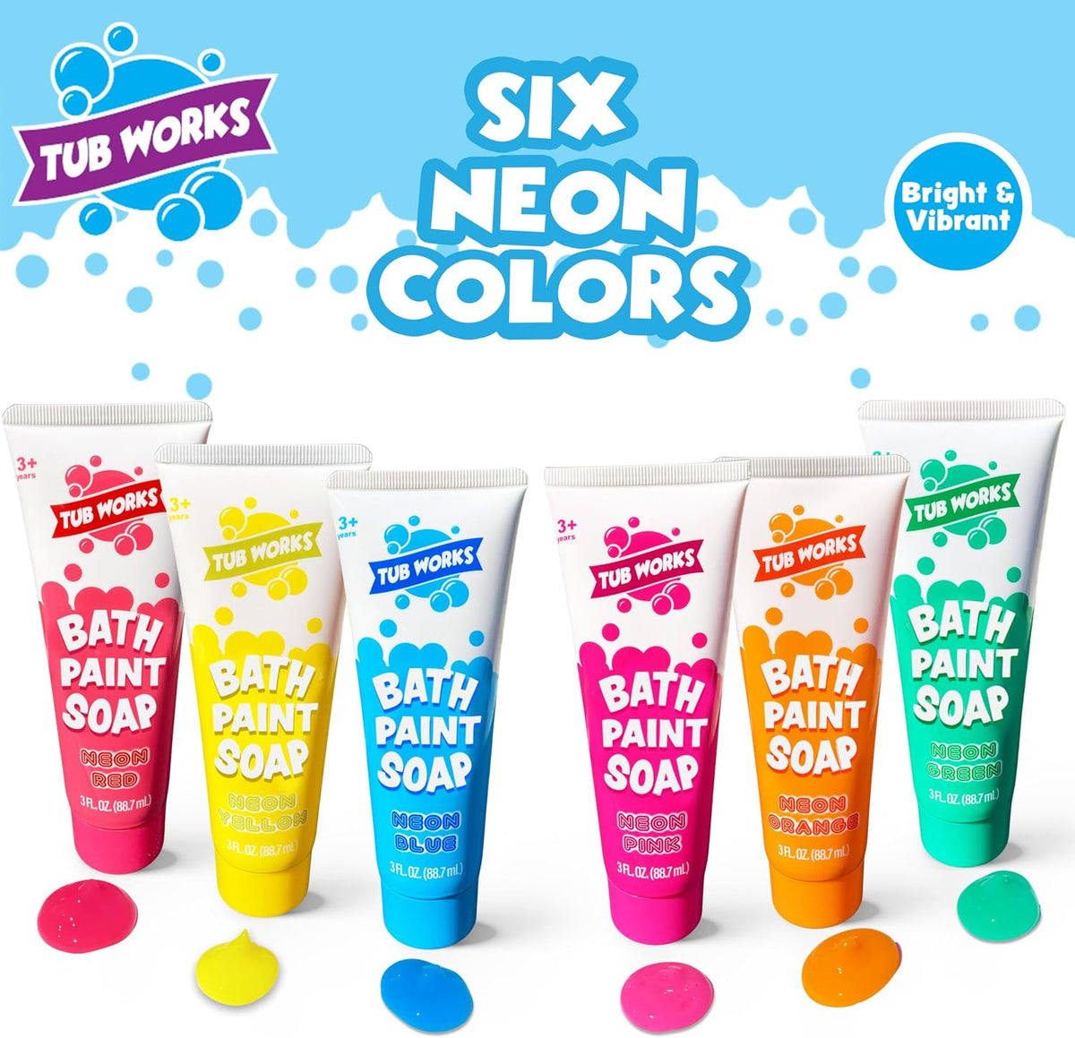 Tub Works Bath Paint Soap Bath Toy, Classic 6 Pack, Non-Toxic - Neon - image 2