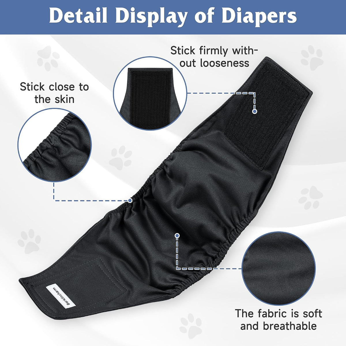 5 Pack Dog Diapers Male, High Absorbing Dog Wraps - Small / Black - image 4