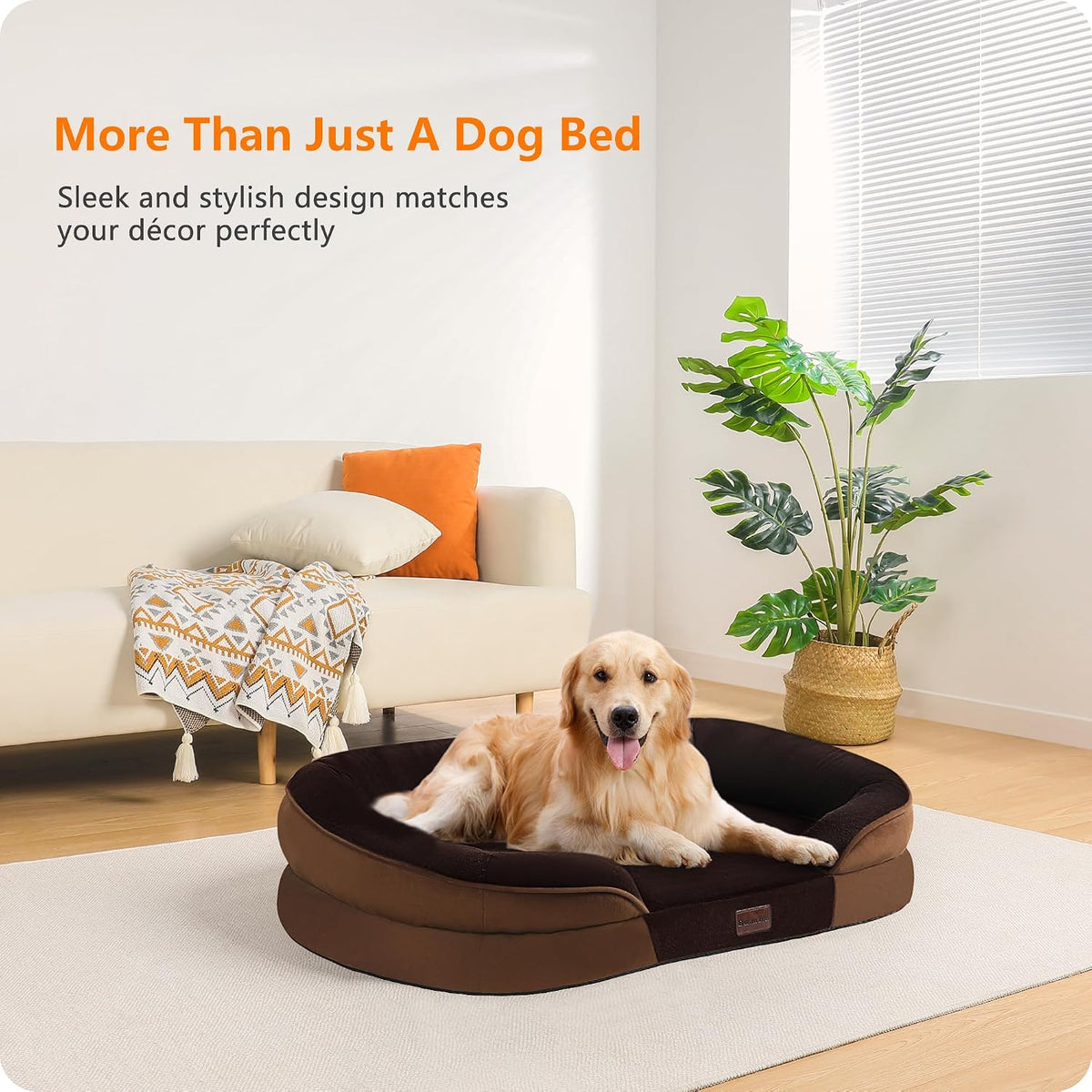 Orthopedic Waterproof Medium Dog Bed Sofa, Gel Memory Foam, 36" – Essentials for Dogs - Brown / Large(42 x 31 x 6.5 inch) - image 2