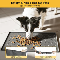 Pieviev Silicone Dog Cat Food Bowl Mat, Waterproof Raised Edge - M-24''X16'' / Dark Gray - image 3