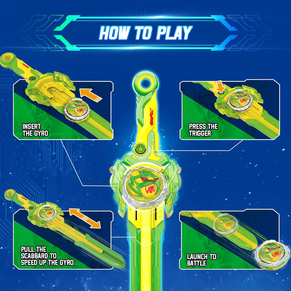 Infinity Nado sword launcher spinning top, Gale Wings metal battle top with sword-shaped launcher - view 15