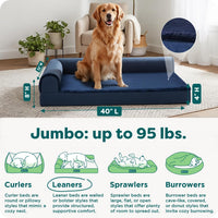Furhaven Orthopedic Dog Bed for Large Dogs w/ Removable Bolsters - Jumbo / Deep Sapphire - image 3