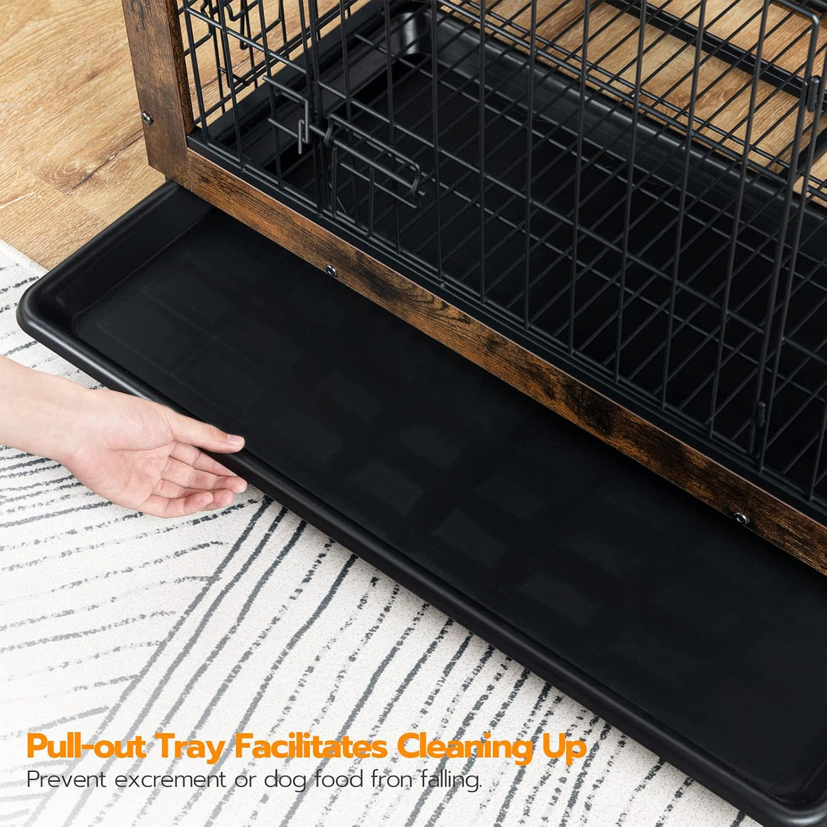 HOOBRO Dog Crate Furniture, 38.6" Large Dog Kennel Indoor - 31.5"L x 21.7"W x 25.4"H / Rustic Brown - image 4