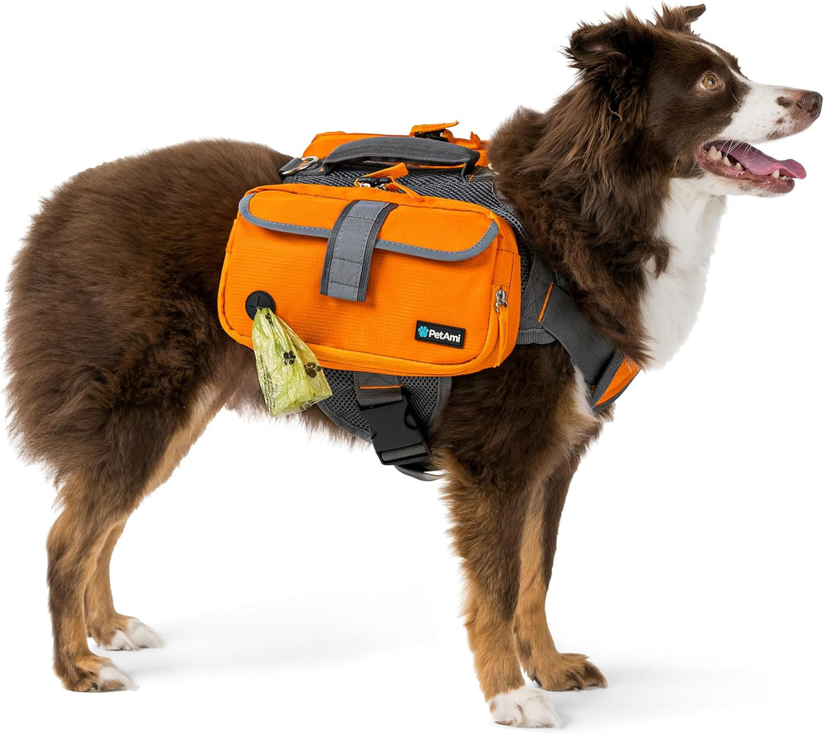 PetAmi Dog Backpack for Medium Large Dogs, Hiking Saddle Bag - Large / Orange
