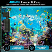 320GPH 4-In-1 Aquarium Filter 20-50 Gallons Quiet Fish Tank Filters – Essentials for Fish - 18W Filter - image 3