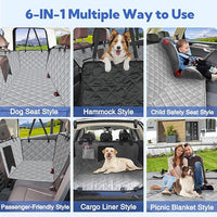 Kytely Dog Car Seat Cover for Back Seat,Waterproof Hammock with Mesh Window, Anti-Scratch Nonslip Car Seat Protector for Dogs, 600D Heavy Duty Dog Seat Cover for Cars Trucks and Suvs Gray