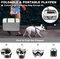 Aivituvin Dog Playpen, Foldable Pet Play Pens with Carrying Bag for Cat, Puppies, Rabbits, Portable - XL / Grey - image 4