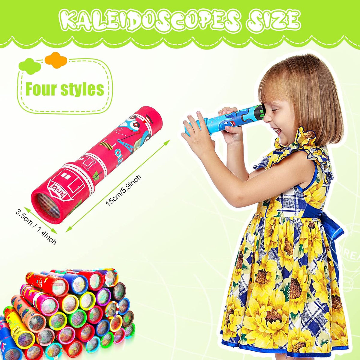 Chengu mini kaleidoscopes bulk pack of 30 in assorted bright paper designs - view 2