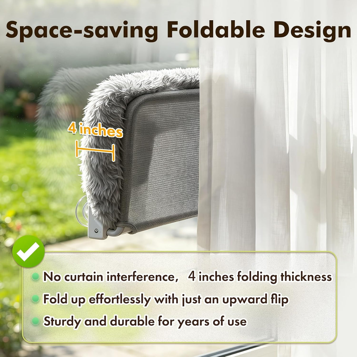 Foldable Cat Window Perch - Gray / 26.7''x18'' - image 3