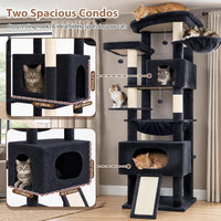 Cat Tree, 74" Tower for Large Cats, Big Condo & Hammock GCT030G – Essentials for Cats - 78.7 inch / Smoky gray - image 4
