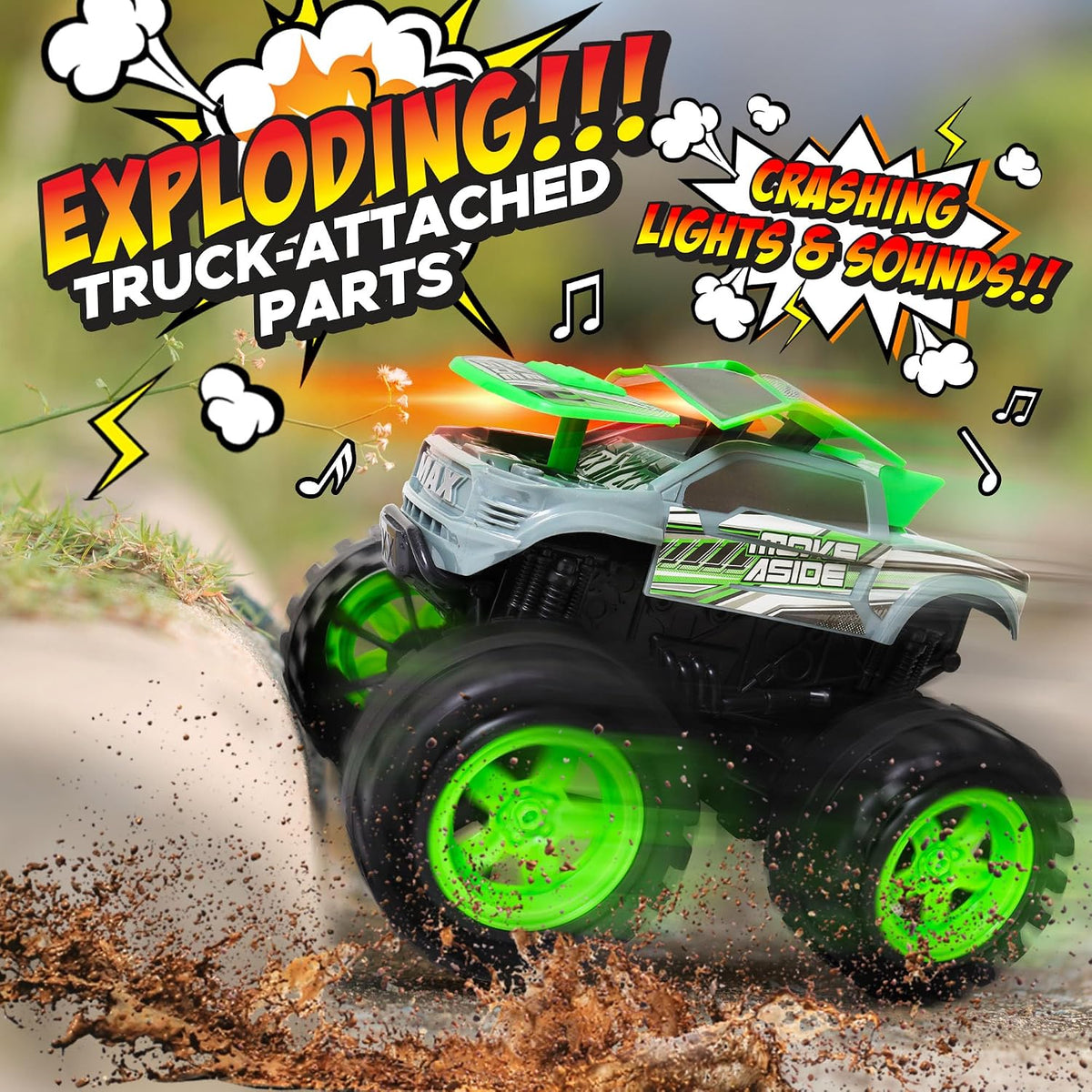 Team Power Exploding Monster Truck Toy with Explosive Crash Sounds - Grey - image 2