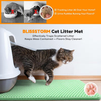 Cat Litter Mat 24"x16", Double Layer EVA litterbox Mat Beige - Green / Honeycomb-35 x 24 Inches - image 4