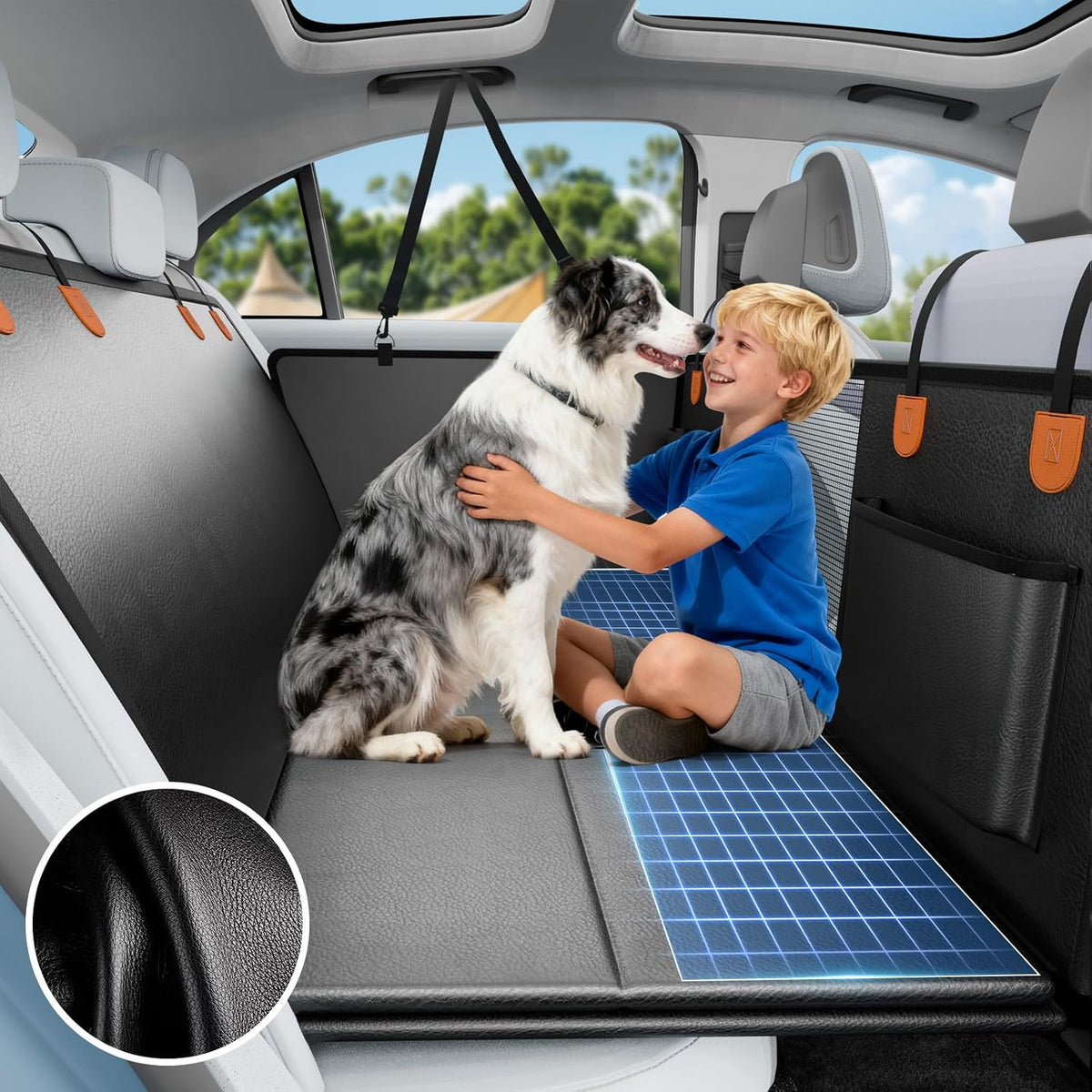 Dog Car Seat Cover for Back Seat - Matte Black / L - For Cars/SUV/ Sedans/MPV - image 3