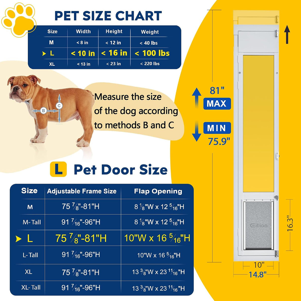 Large Dog Door for Sliding Glass Door - 81" Sliding Door / Large - 1 Flap - image 2