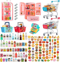 164Pcs Mini Shopping Cart Basket Miniature Food Drink Toy Supermarket