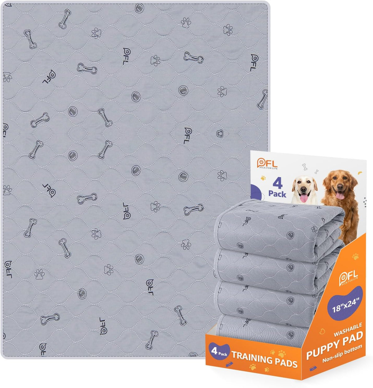Washable Pee Pads for Dogs - 18X24" (Pack of 4)