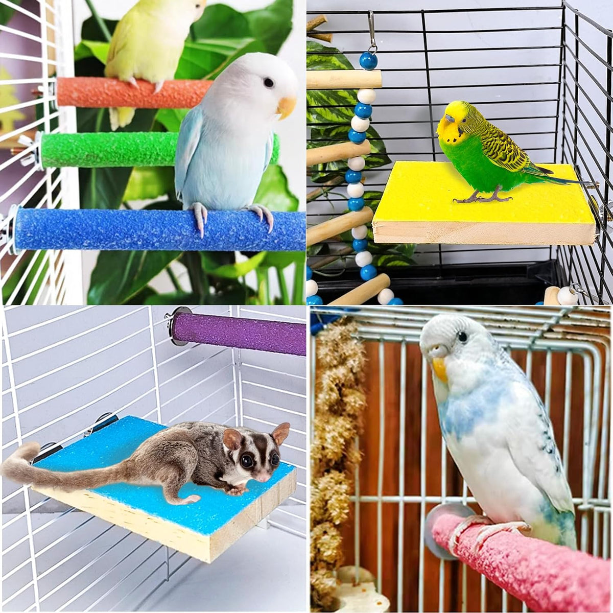 5pcs Bird Perch Stand Platform Natural Wood Parakeet Toys Cage - 7PCS - image 3