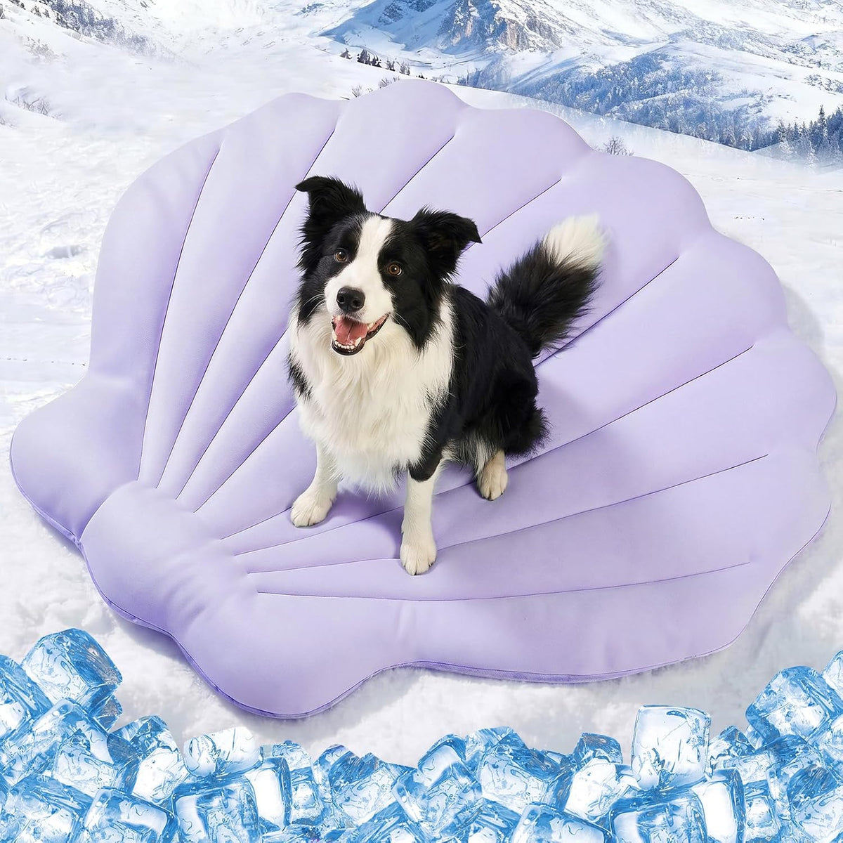 Q-Max>0.4 Dog Cooling Mat, 59''×40'', Blue+Grey - Shell-Macaron Purple / L