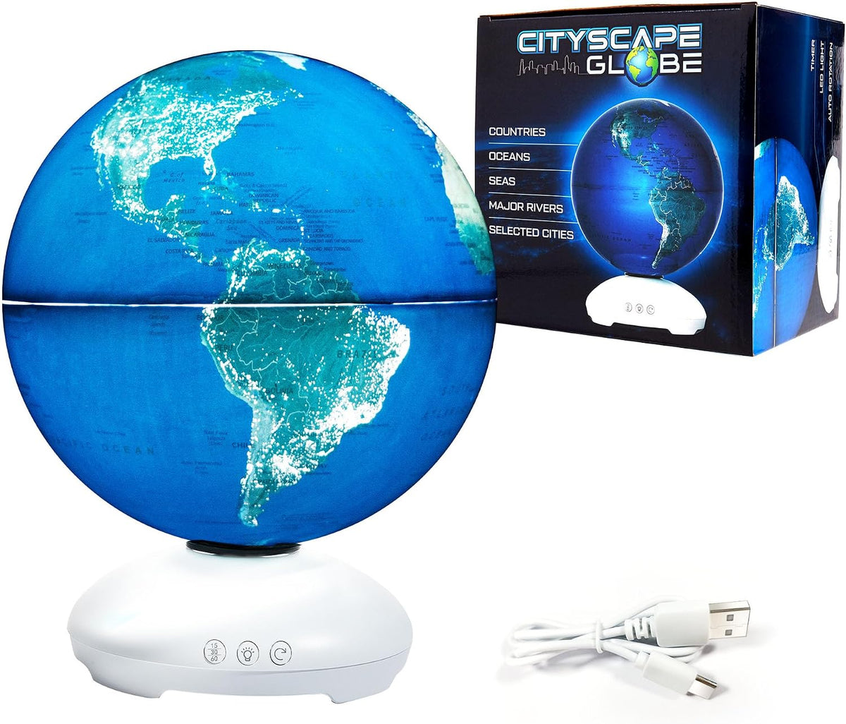 USA Toyz Illuminated World Globe with Stand - 7.9" Diameter
