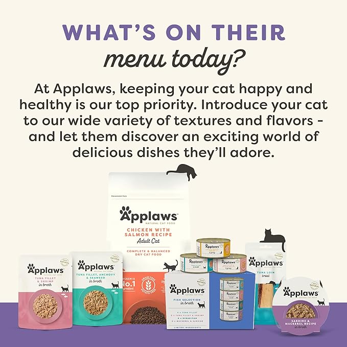Applaws Lickable Cat Treats, Natural Grain-Free Purée, Limited Ingredient Variety Pack with Chicken, Tuna & Salmon Squeeze Up Treats (50 x 0.5oz Sachet Tub)